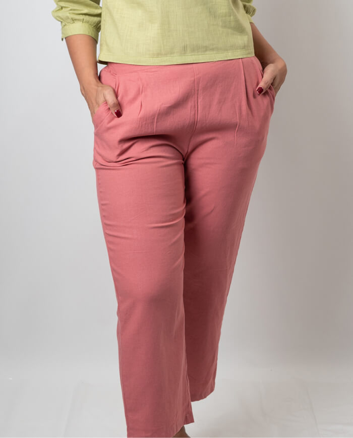The Batiste Linen Ankle Pant - Pink