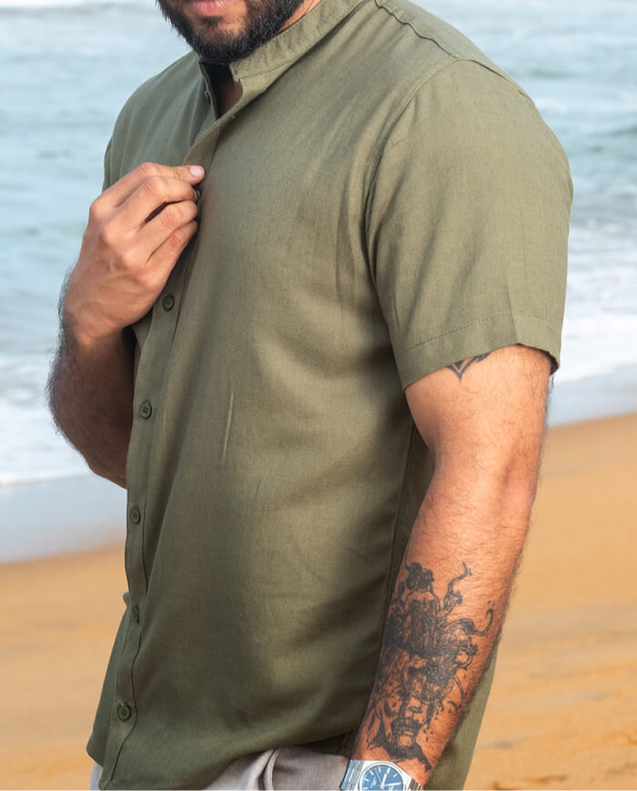 Mandara Linen Short Sleeve Shirt - Green