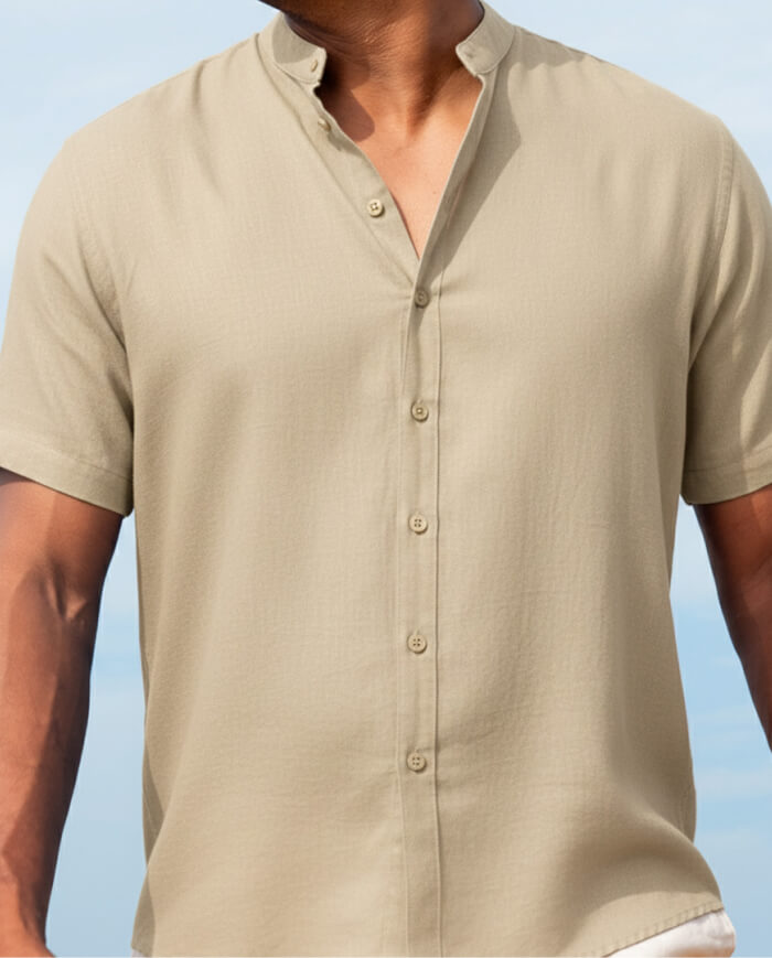 Mandara Linen Short Sleeve Shirt - Beige