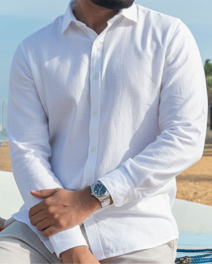 Voyegar 2.0 Linen Long Sleeve Shirt - White