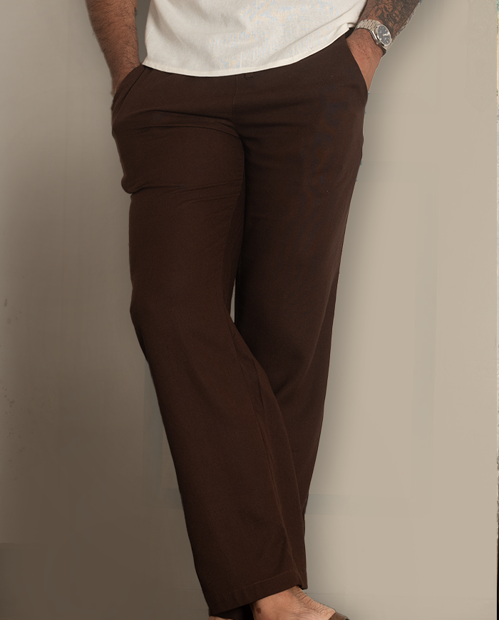 Coastline Linen Pant - Dark Brown