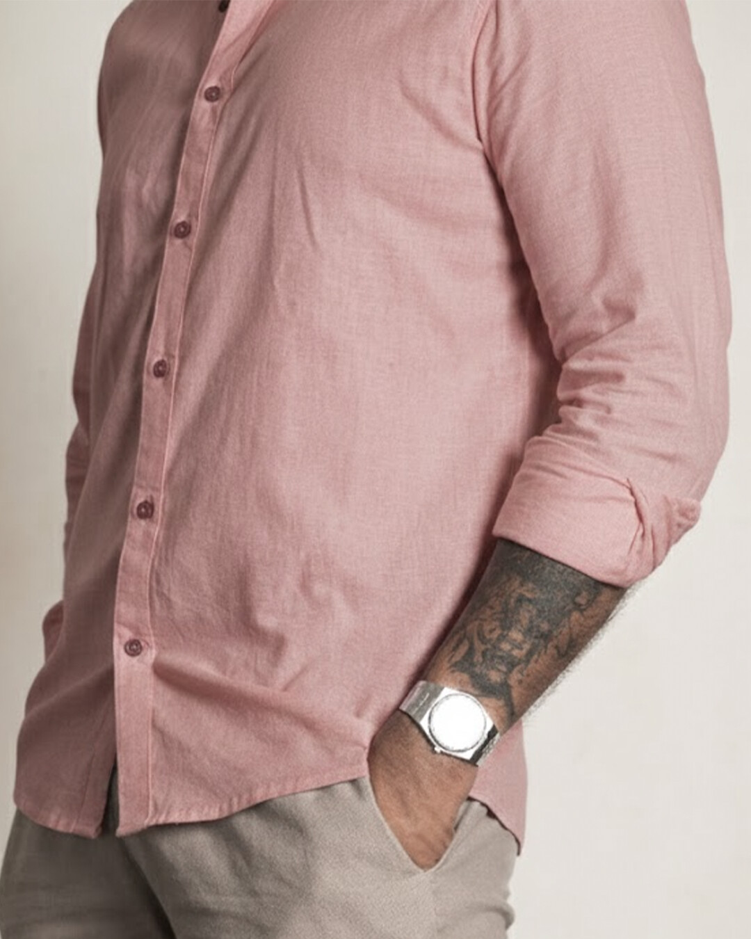Nomad 2.0 Linen Long Sleeve Shirt – Pink